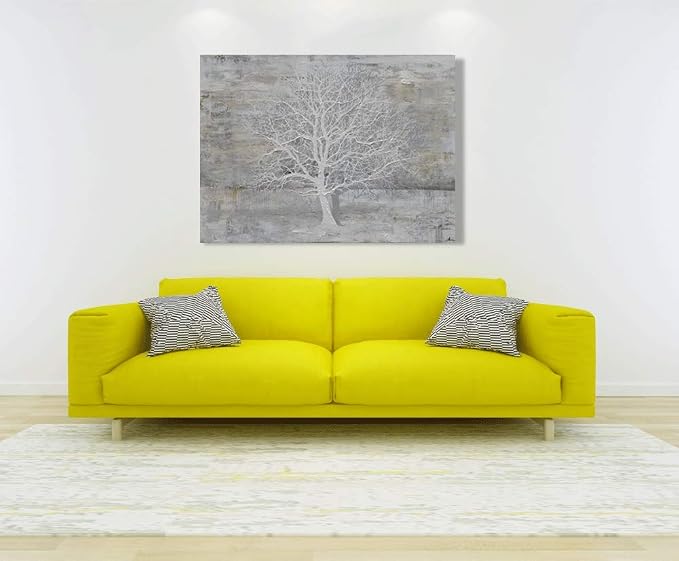 Yihui Arts Abstract Tree Canvas Wall Art: Large White Shadow Tree Picture - Image 5