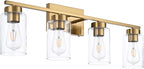 4 Light Bathroom Vanity Light Fixtures, Brushed Brass Modern Wall Lights - Image 4