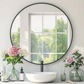 Black Round Mirror, Metal Frame, Circle Wall Mounted Mirrors by Mfring