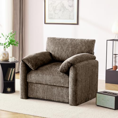 Howjoe Accent Chair for Living Room, Oversized Reading Armchair, Brown by Unknown