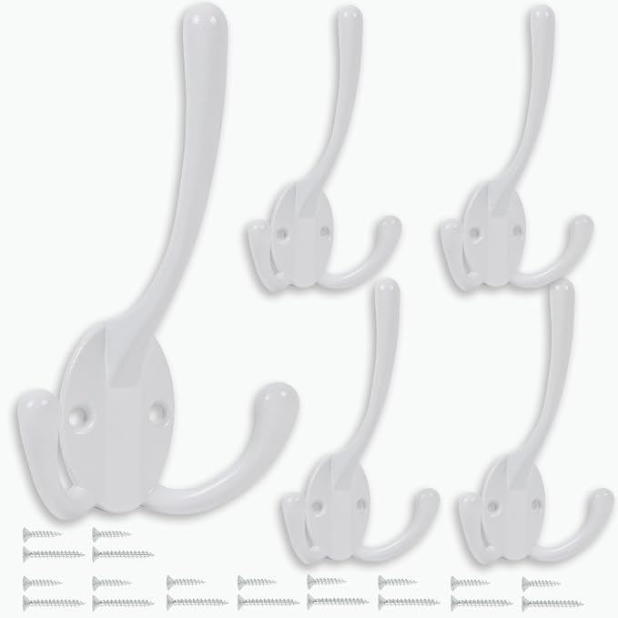 Wall Mounted Coat Hooks 5 Pack Heavy Duty Black Hardware Robe Hooks Decorative - Image 7