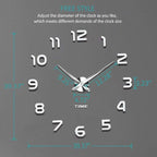 VANGOLD Frameless DIY Wall Clock 3D Mirror Wall Clock Large Mute Wall Stickers - Image 3