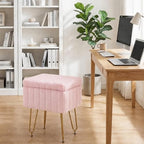 OLIXIS Vanity Stool Chair Faux Fur with Storage, Soft Ottoman 4 Metal Legs with Anti-Slip Feet, Makeup Cute Soft Small Footstool White for Makeup, Cute Small Footrest for Dressing Table - Image 6