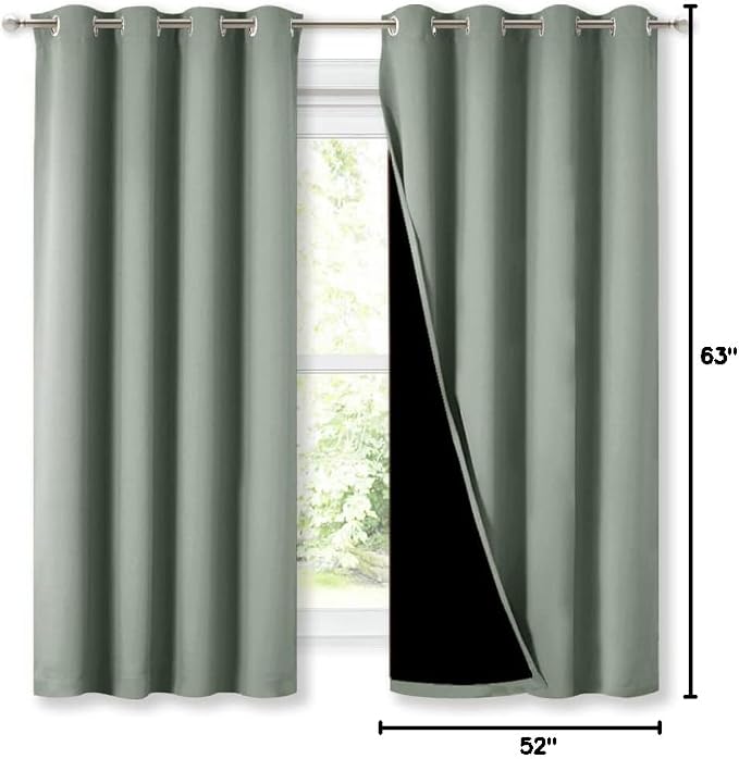NICETOWN Greyish Green 100% Blackout Lined Curtains, 2 Thick Layers Completely - Image 9