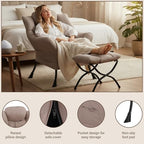 Welnow Lazy Chair with Ottoman, Reading Chair with Footrest，Khaki - Image 5