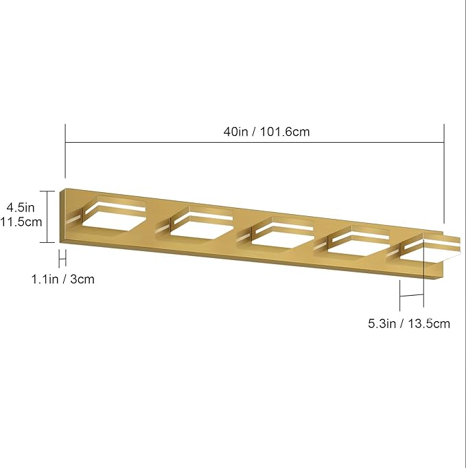 SineRise LED Modern Bathroom Vanity Light Fixtures, Brass Modern Acrylic - Image 3