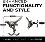 6 pcs Antique Silver Bird Decorative Wall Hooks - Image 3