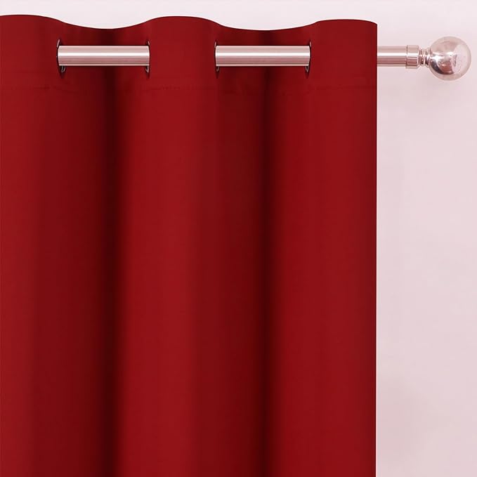 LEMOMO Blackout Curtains 66 x 72 Inch Long Red Curtains Set of 2 Panels Room - Image 6