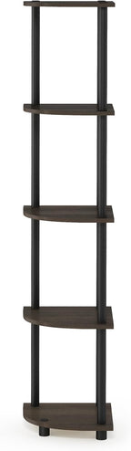 Furinno TURN-N-TUBE Corner Shelf Set of 2, 5-Tier Corner Bookshelf, Open - Image 7