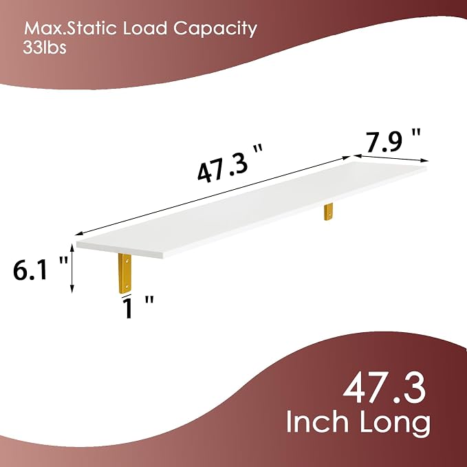 DINZI LVJ Long Wall Shelves, 47.3" Wall Mounted Shelves Set of 4, Large - Image 3