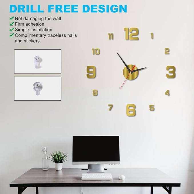 3D DIY Luminous Dial Acrylic Frameless Silent Wall Clock - Image 5