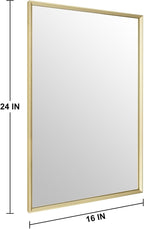 Bathroom Mirror for Wall, 16x24 Inch Metal Framed Mirror, Brushed Gold - Image 5