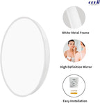 Oruii White Round Mirror, Circle Wall Mirrors Metal Frame, Circular Mirrors - Image 2