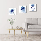 Wieco Art Blue Abstract Flowers 3 Panels Giclee Canvas Prints Wall Art Modern - Image 5