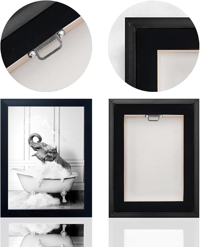 Framed Bathroom Decor Wall Art Elephant in Bathtub Pictures Wall Decor Funny - Image 5