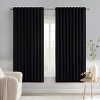 MIULEE Black Back Tab Blackout Curtains 63 Inches Long 2 Panels Set by MIULEE
