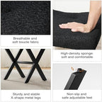 Memobarco 18-Inch Large Vanity Stool Chair, Black Makeup Stool - Image 4