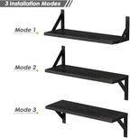 Forbena Black Floating Shelves Bathroom Set of 3, Wooden Wall Book Shelves - Image 6