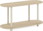Furinno Turn-N-Tube No Tools Modern Oval Side Table, Bauhaus Oak/Beige - Image 6