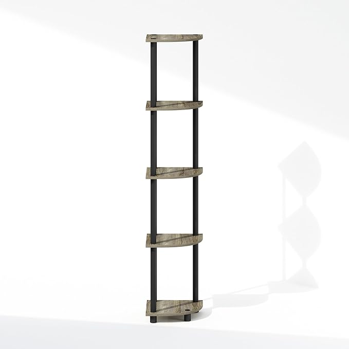 Furinno Turn-N-Tube Storage Shelves, 5-Tier Book Shelf, Corner Shelf, Toolless - Image 5