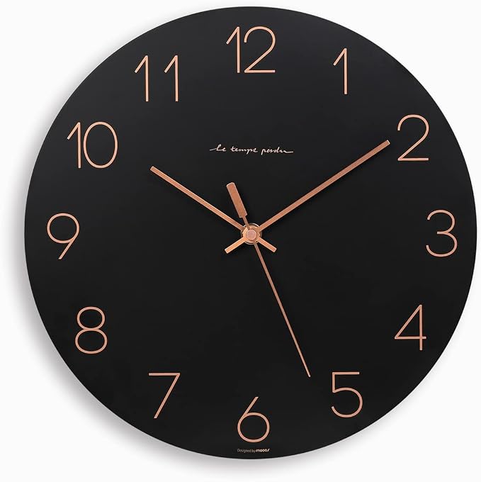 mooas Flatwood Black Wall Clock by mooas