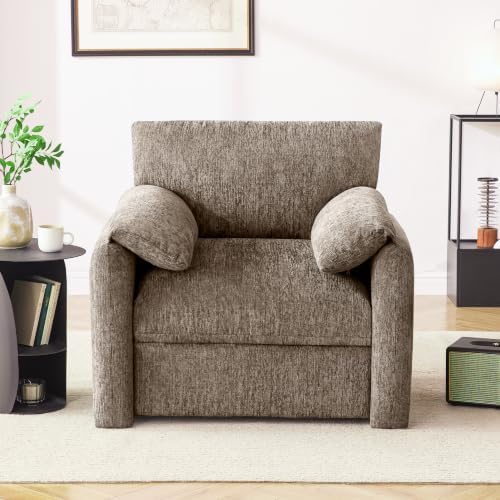 Howjoe Accent Chair for Living Room, Oversized Reading Armchair, Brown - Image 3