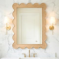 CAALMA Scalloped Wall Mirror 24 x 36 Rectangular, Bathroom Mirror, Mirrors by CAALMACO