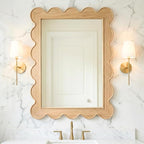 CAALMA Scalloped Wall Mirror 24 x 36 Rectangular, Bathroom Mirror, Mirrors by CAALMACO
