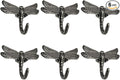 6 pcs Antique Silver Dragonfly Decorative Wall Hooks by DIYDecorHub