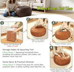Thgonwid Unstuffed Moroccan Ottoman Pouf Cover, Ottoman Footstool Storage Solution, Bean Bag Chair, Foot Rest, Deep Coffee - Image 4