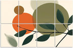8 Pack Art Acoustic Panels Sound Absorbing Boho Botanical Leaf Orange Green by Unknown