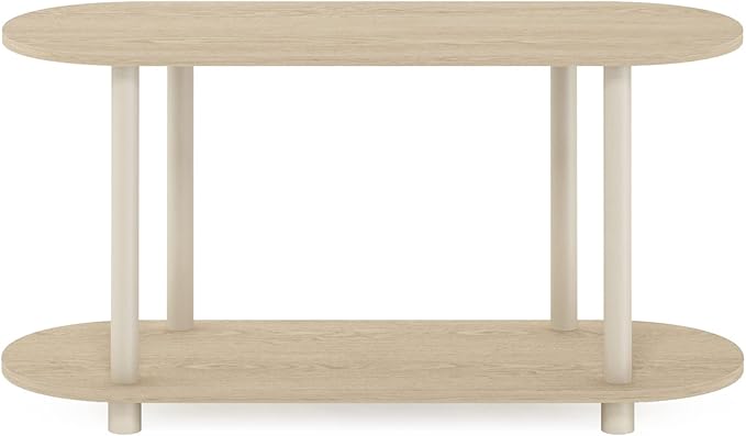 Furinno Turn-N-Tube No Tools Modern Oval Side Table, Bauhaus Oak/Beige - Image 7