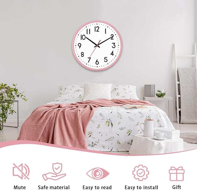 HZDHCLH Wall Clock Silent Wall Clocks Battery Operated 10 Inch Modern Non - Image 2