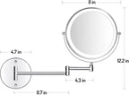 Rocollos Rechargeable Wall Mounted Lighted Makeup Mirror, 8 Inch Double-Sided - Image 7