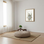 Wooden Frame Zen Stone Canvas Wall Art, Stacked Stones in Water Poster Print. - Image 3