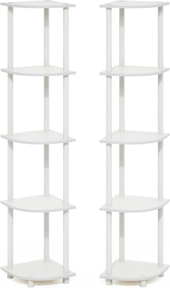 Furinno Turn-N-Tube Corner Shelf Set of 2, 5-Tier Corner Bookshelf, Open - Image 5