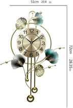 Wall Clocks for Living Room Decor, Unique 3D Metal Iron Ginkgo Leaf Wall Art - Image 4