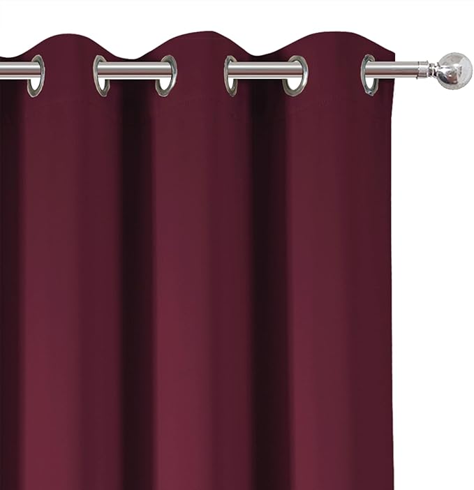 LEMOMO Blackout Curtains 52 x 120 Inch Long Burgundy Red Curtains Set of 2 - Image 6
