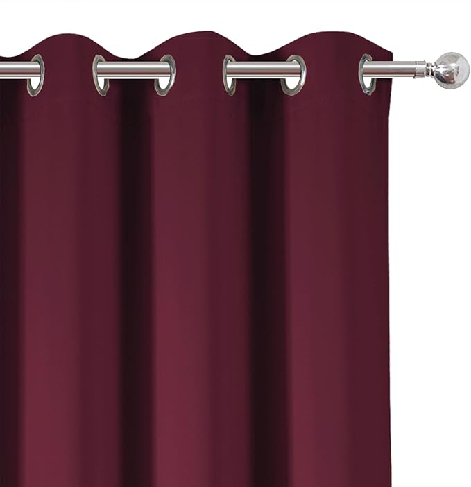 LEMOMO Blackout Curtains 66 x 54 Inch Long Burgundy Red Curtains Set of 2 - Image 6