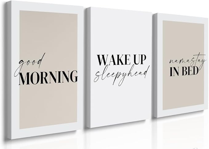 GUBIYU Bedroom & Morning Wall Art Prints Set of 3, Above Bed Decor, Good by GUBIYU