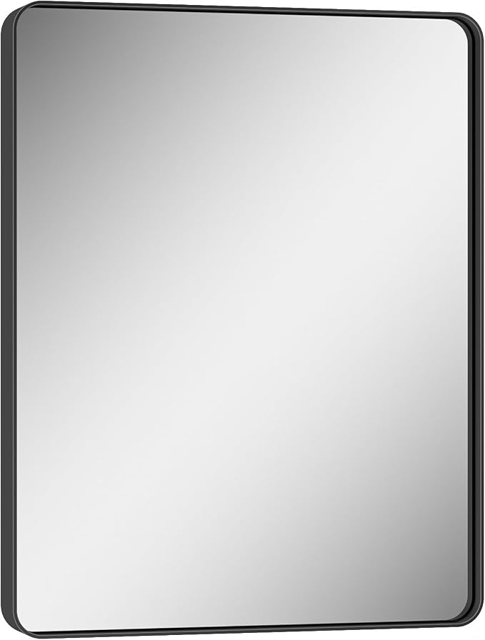 Keonjinn Black Bathroom Mirror for Over Sink, 28 x 36 Inch Rounded Rectangle - Image 9