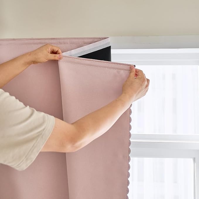 AJAZZ Self Adhesive Curtains 100% Blackout Shades Window Cover Sticky Curtain by AJAZZ