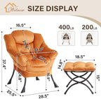 Welnow Lazy Chair with Ottoman, Reading Chair with Footrest, Reddish Brown - Image 3
