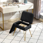 Vanity Chair with Storage | Comfy Ottoman with Folding Back - Image 5