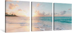 Goldfoilart 3 Pieces Beach Wall Art Sunset Bathroom Canvas Pictures Ocean Wall by Goldfoilart