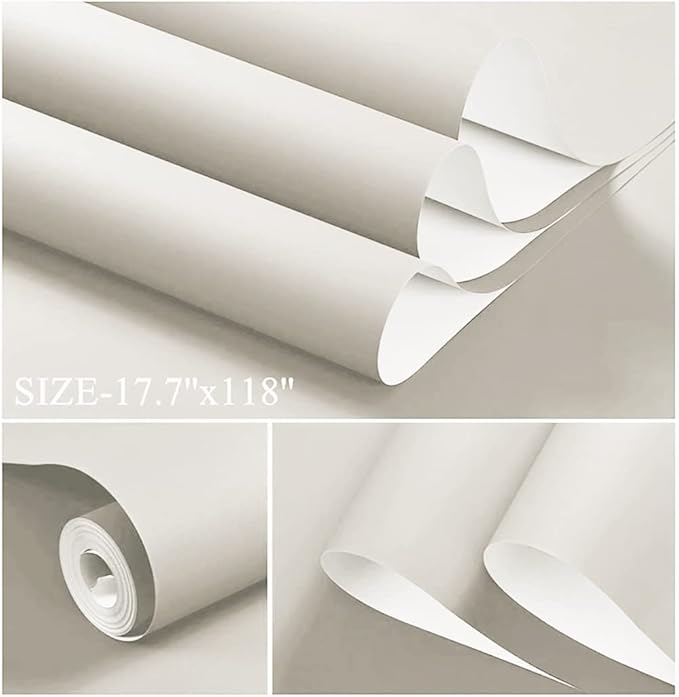 Dimoon 236''x17.7'' White Peel and Stick Wallpaper Contact Paper Modern Self - Image 2
