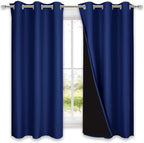 NICETOWN 100% Blackout Curtain Set, Royal Blue, 37W x 40L, Thermal Insulated & by NICETOWN