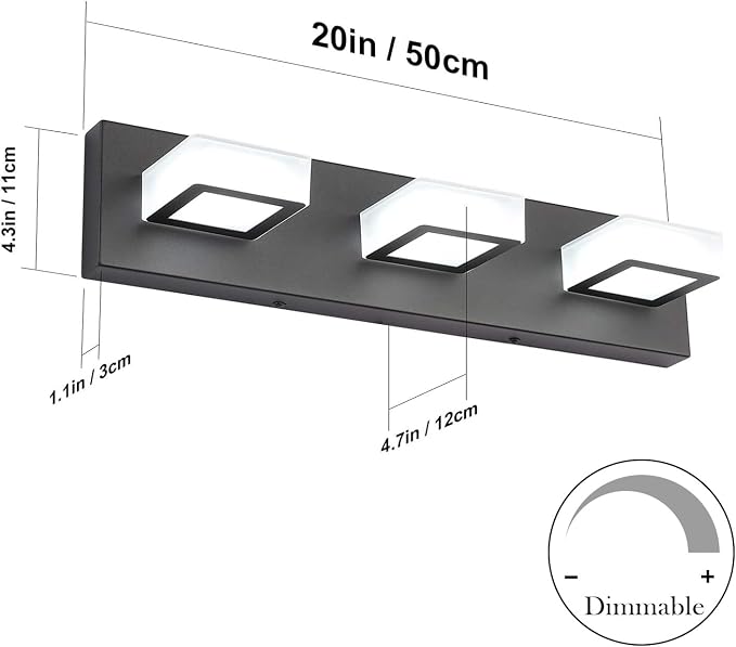 Ralbay 5 Color Temperature Modern LED Black Bathroom Vanity Lights Dimmable - Image 5