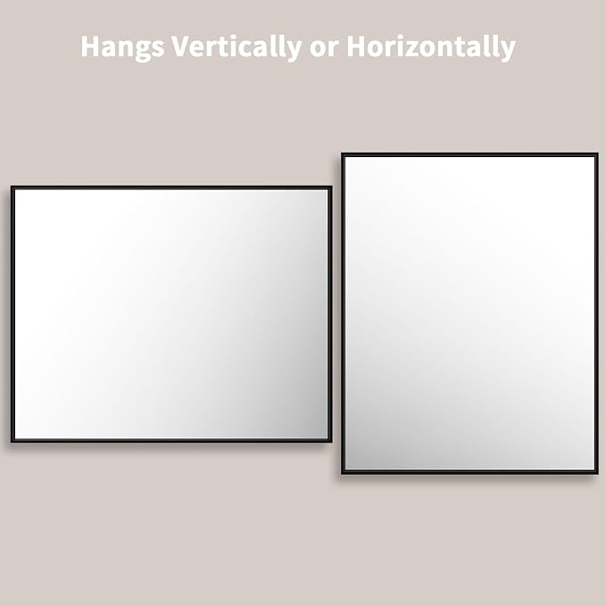 LOAAO 40"X32" Black Rectangle Bathroom Mirror Wall, Matte Black Aluminum Alloy - Image 4