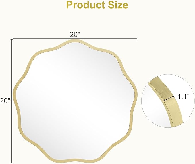 WallBeyond Round Wavy Mirror for Wall Decorative 20 inch, Modern Round Mirror - Image 6